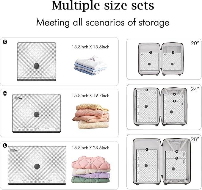 Travel Vacuum Storage Bags with USB Electric Pump, 6 Pack Compression Seal Bags for Luggage and Suitcase, Space Saver for Clothes and Clothing