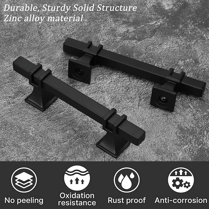 25 Pack 3 Inch Black Cabinet Handles Matte Black Cabinet Pulls, Square Kitchen Cabinet Handles Dresser Drawer Pulls Kitchen Cabinet Hardware
