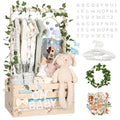 Large Baby Shower Gifts Basket Wooden Crate, Personalized Wooden Letters Hangers New Born Baby Girl Boy Pregnancy Gifts for New Mom Parents Vine Decorations Cute Closet with Adjustable Handle