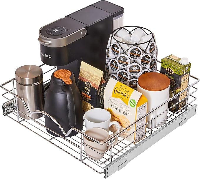HOLDN’ STORAGE Pull Out Cabinet Organizer, Slide Out Drawer for Kitchen Cabinets & Pantry, Roll Out Shelf for Pots, Pans & Under Sink Storage, Heavy-Duty Full-Extension, 20" W x 21" D x 5" H