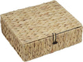 Water Hyacinth Basket with Lid, Rectangular Wicker Storage Basket Bins with Lid, Decorative Woven Basket Boxes for Storage Home Organizer