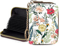 Credit Card Holder for Women,Small Rfid Wallet with Keychain Zipper,Cute PU Leather Card Case Wallet，Accordion Credit Card Wallets Gift,Red and Yellow Flower C
