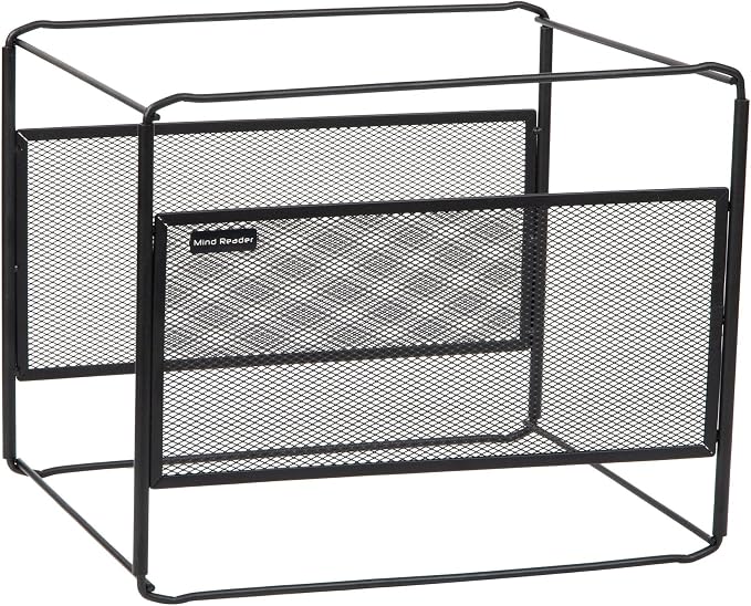 Mind Reader Hanging File Folder Organizer, Desktop Organizer, Storage, Office, Metal Mesh, Black