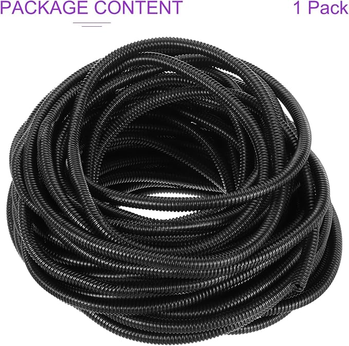 DMiotech 100ft Wire Loom Split Tubing 3/4 Inch, Cord Protectors from Pet Flexible Conduit Cable Management for Office, Home, Garden, Black