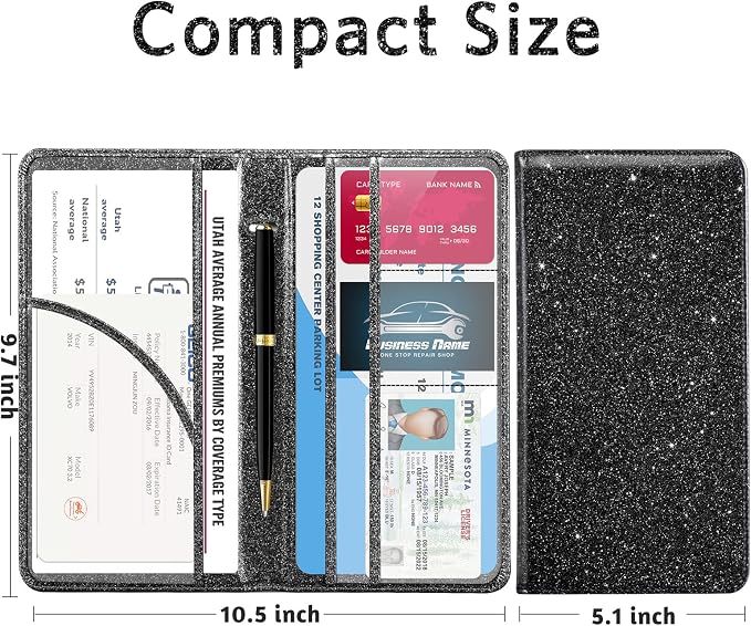 CoBak Car Registration and Insurance Holder | Vehicle Glove Box Organizer, Auto Truck Compartment Document Case with Magnetic Closure for Insurance & Driver License