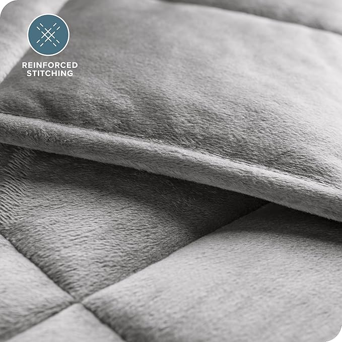 Bare Home Weighted Blanket Twin or Full Size 7lb (40" x 60") for Adults - Minky Fleece - Premium Heavy Blanket Nontoxic Glass Beads (Light Grey, 40"x60")