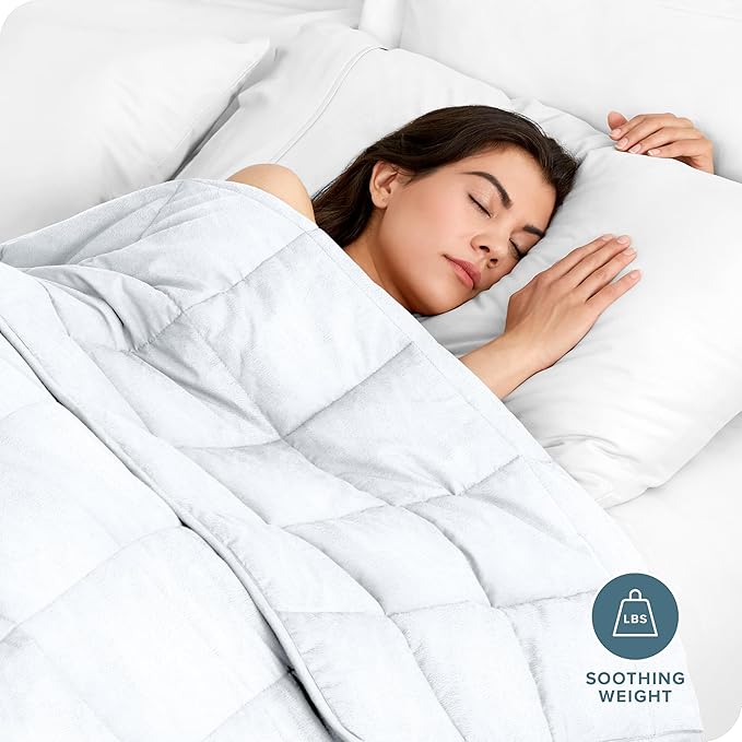 Bare Home Weighted Blanket Twin or Full Size 10lb (40" x 60") - Minky Fleece - Premium Heavy Blanket Nontoxic Glass Beads (White, 40"x60")