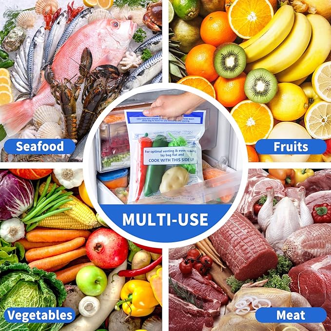 12 Pcs Microwave Steamer Bags 7.9 X 8.6 Inch Zipper Steam Cooking Bags Reusable Microwave Cooking Bag for Vegetables Potatoes and Meat (12)