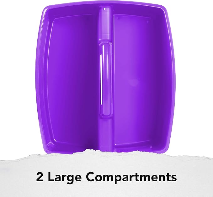 Storex 2-Compartment Large Craft Caddy – Multipurpose Classroom Organizer with Handle, Purple, 1-Pack (00955C06C)