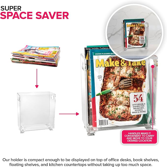Stock Your Home Acrylic Magazine Holder (3 Pack), Crystal Clear Shatterproof Organizer with Open Top – Space-Saving Display for Office, Reception, Desk, and Waiting Room
