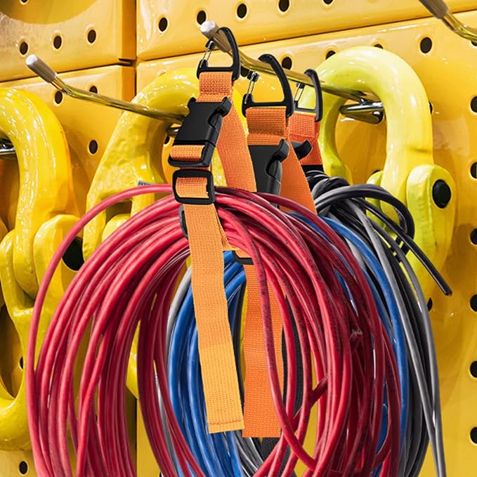 6 Pack 17 Inch Adjustable Extension Cord Holder Organizer with Triangle Clips for Garage Organization and Storage Heavy Duty Extension Cord Hanger for Men Workshop (Orange)