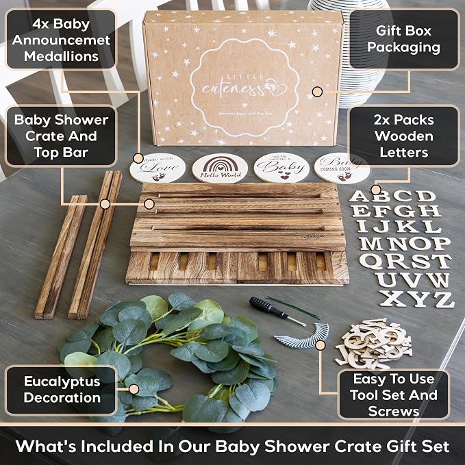 Wooden Baby Shower Crate Closet, Personalized Baby Shower Basket, Burnt