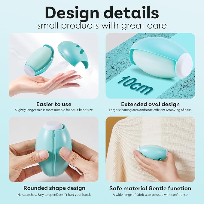 Washable Reusable Gel Lint Roller for Pet Hair，Portable Mini Dog Cat Pet Hair Remover for Clothes，Laundries ，Dust Fuzz Fur -Sticky Cleaner- Small Travel Animal Fur Removal Tool (Cyan)