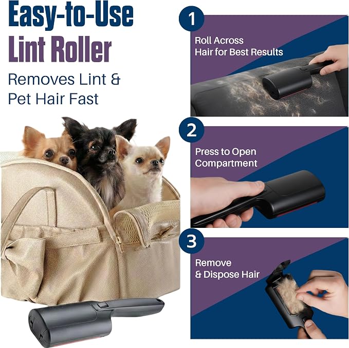 CPHUSA Roller Pet Hair Remover - Reusable Lint Roller Cat and Dog Hair Remover, Portable Multi-Surface Pet Hair Remover for Furniture, Couches, Carpets, Clothing & Bedding