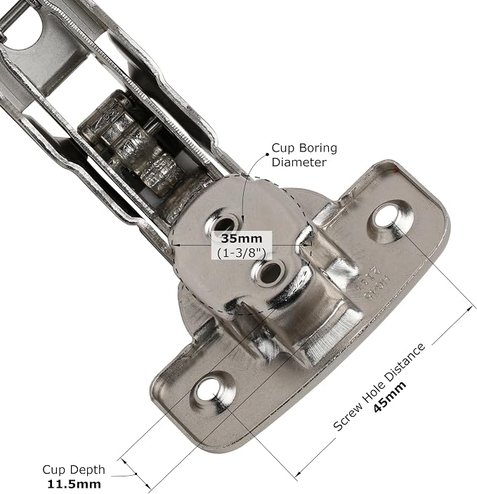 2 Pack DTC Wide Angle Corner Lazy Susan Pantry Self Closing 155 Degree Kitchen Cabinet Door Hinge C80A605, Nickel Plated Finish (Base Mounting Plate Sold Separately)