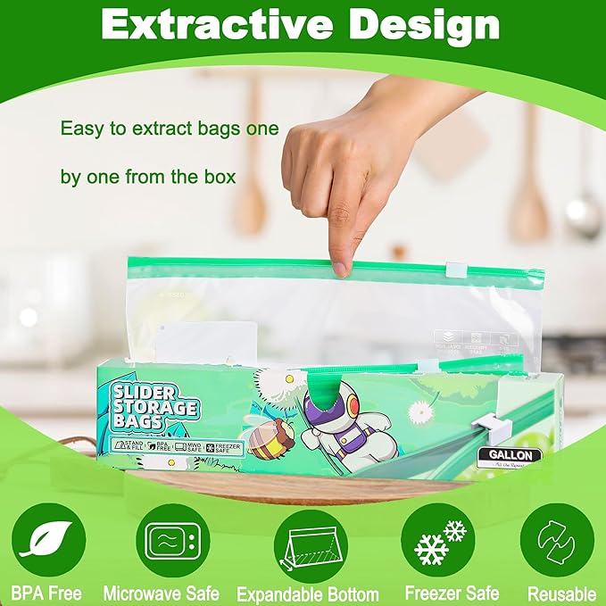 70 Pcs Food Storage Freezer Bags, Zip Lock Bags, Reusable Ziplock Sandwich Bag with Expandable Bottom, Heavy Duty Zip Seal Food Bag for Fruits, Vegetables, Meat, Grains, Snacks
