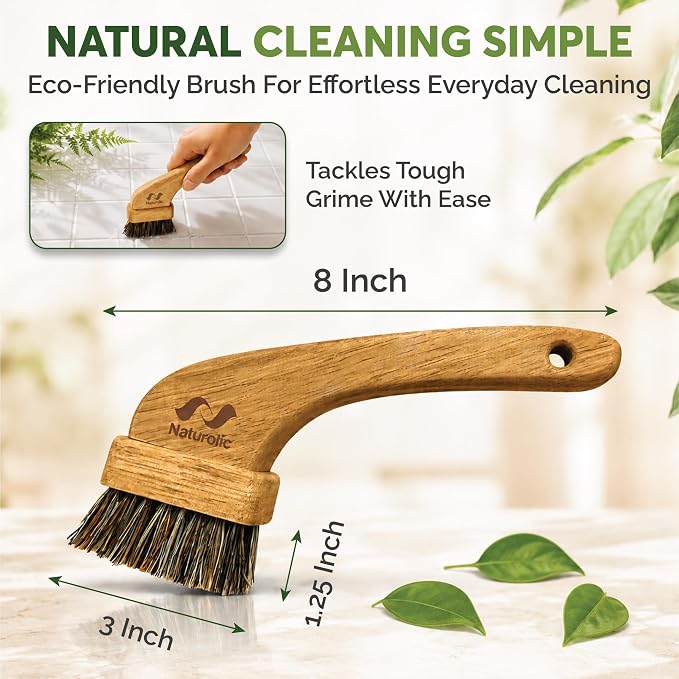 All-Natural Grout Brush Set | Wooden Cleaning Brush for Tile and Floor | Durable Floor Scrubber for Bathroom and Kitchen | Eco-Friendly Household Cleaning Tools