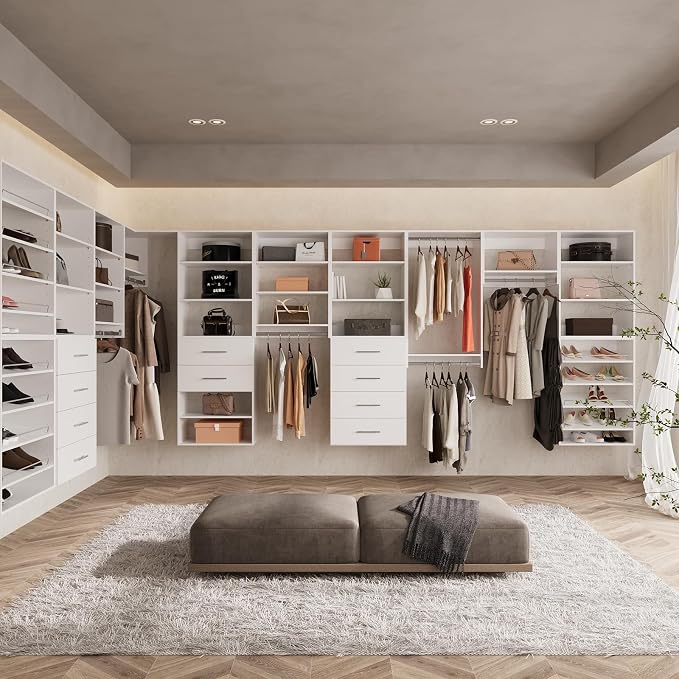 ROOMTEC 22.5" Double Hanging Closet Unit, Modular Closet System with Hanging Rod, Wardrobe Organizer for Bedroom or Walk-in Closet, Wall Mounted, Customizable Clothes Storage Unit, White