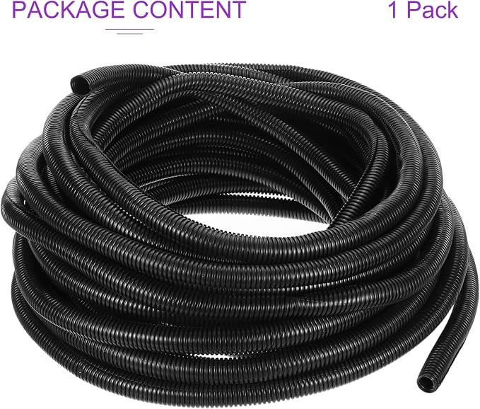 DMiotech 100ft Wire Loom Split Tubing 1 Inch(25.5 Mm) ID, Cord Protectors from Pet Flexible Conduit Cable Management for Office, Home, Garden, Black