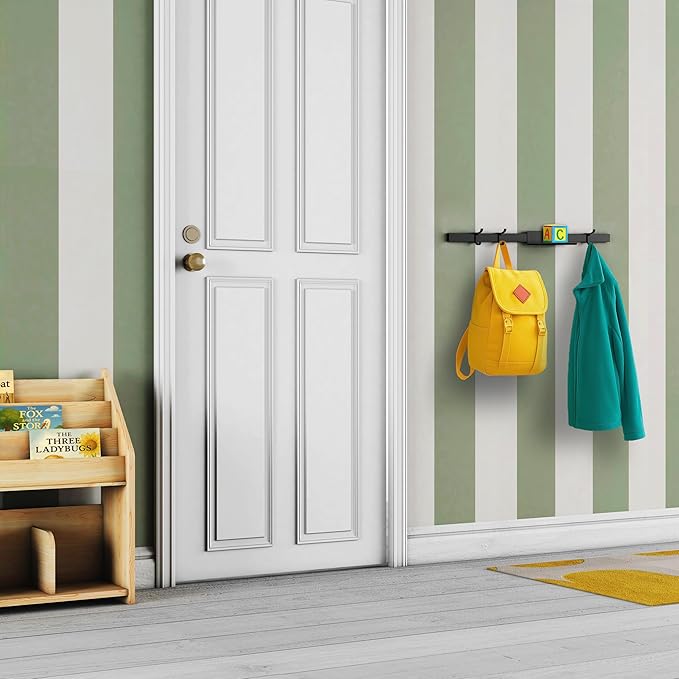 Modern Aluminum Wallmount Organizer, 32.3" Rail with Adjustable 4 Hooks, Wall Rail (Ivory) (Ivory, 32.3" Rail with Shelf Tray & 3 Hooks)