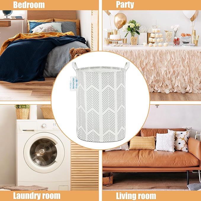 LANGYASHAN Laundry Basket Canvas Fabric Collapsible Organizer Basket for Storage Bin Toy Bins Gift Baskets Bedroom Clothes Children Nursery Hamper (Arrowhead)