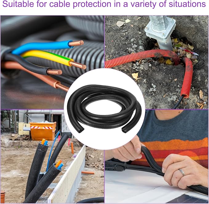 DMiotech 25ft Wire Loom Split Tubing 2 Inch(50.8 Mm) ID, Cord Protectors from Pet Flexible Conduit Cable Management for Office, Home, Garden, Black