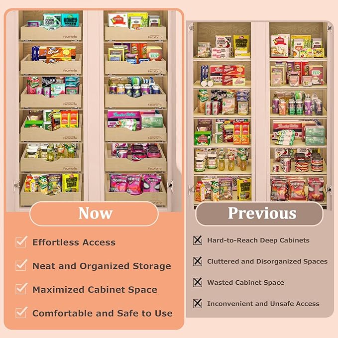Kitchen Cabinet Organizer, Fully Assembled Drawer Wood Pull Out Tray Drawer Box Cabinet Slide Out Shelve, Wooden Pull-Out Shelf (W9''×D10''×H3'')