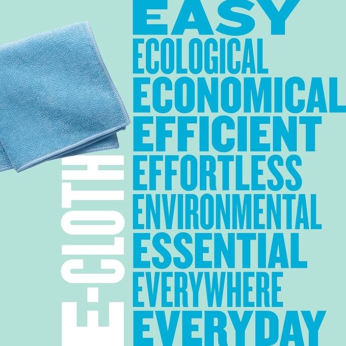 E-Cloth Microfiber Cloth, World's Leading Premium Microfiber Cleaning Cloth, Twice as Durable as Competition, 1 Year Guarantee, Ideal for Kitchen, Countertops, Sinks, and Bathrooms, Blue, 8 Pack