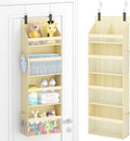 Lifewit 4 Tier Over the Door Diaper Organizer for Nursery, Large Heavy Duty Hanging Storage with 4 Mesh Side Pockets, Sturdy Back of Door Shelf for Baby Stuff Toy in Pantry, Laundry, Bathroom, Beige