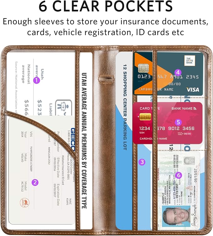 CoBak Car Registration and Insurance Holder | Vehicle Glove Box Organizer, Auto Truck Compartment Document Case with Magnetic Closure for Insurance & Driver License