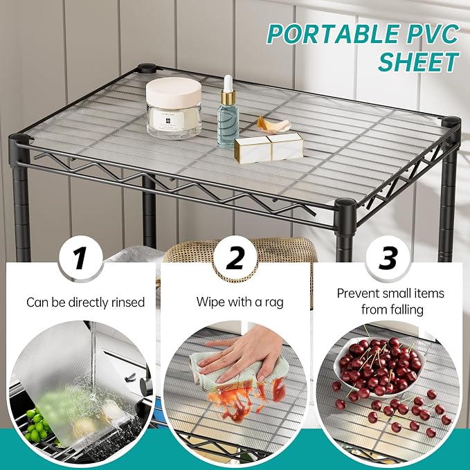 SINGAYE Small 5 Tier Shelves Wire Storage Shelving Adjustable Metal Shelf | With Wheels Home Storage Small Rack Pantry Closet Unit for Laundry Room Organization Bathroom Kitchen