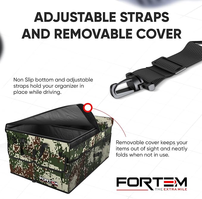 FORTEM Trunk Organizer For SUV Car Trunk Organizer, Foldable Storage, Car Accessories for Women Men, Collapsible Bag, 600D Oxford, Non Slip Bottom, Straps, Soft Cover (65L)