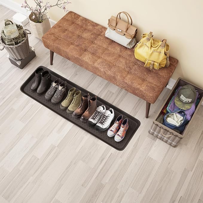 Matace 1 Pack Rubber Extra Large Shoe Tray for Entryway,Long Boot Tray,Slim Boot Mat for Indoor and Outdoor Use,16x55 in, Rectangular (Pack of 1)