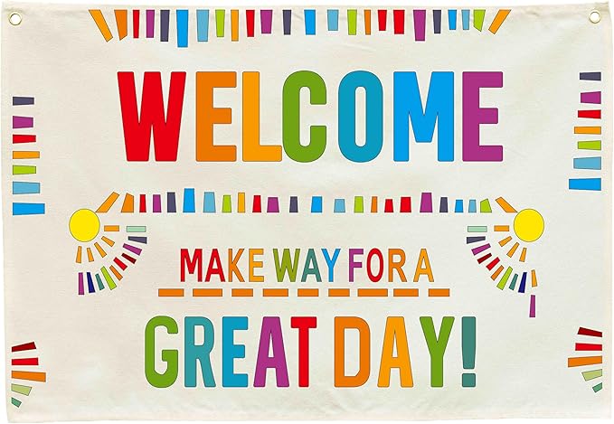 Welcome Party Banner Decor Accessories-Rectangular Canvas Banner Poster Wall Sign-Entryway Outdoor Garden Front Door Flag-Birthday Anniversary Wedding Christmas Gift-Welcome Make Way
