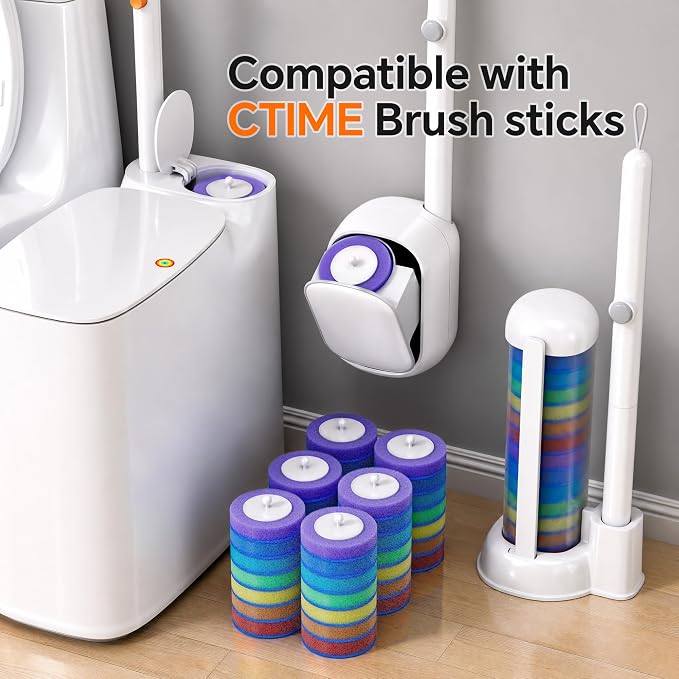 Disposable Toilet Brush, Toilet Cleaner, Toilet Brush for deep Cleaning of Toilets, Toilet Brush and Brush Holder Set for maintaining Bathroom Hygiene. (No Wands + 54 Refills)