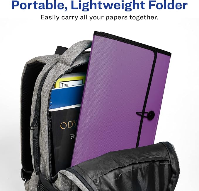 Avery Expanding File Folder Organizer, 7-Pocket Accordion File Organizer, Plum, Holds 425 Letter/A4-Size Sheets (73552)