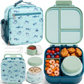 Fimibuke Kids Bento Lunch Box w/ 8.5oz Thermo Food Jar, Insulated Lunch Bag | Leak Proof 3-4 Compartments 60oz Toddler Lunch Food Container with Utensils, Sauce Cup for School Boys Girls, Dishwasher Safe