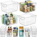 MOONEDGE Set of 12 Clear Plastic Storage Organizer Bins, 4 Large & 8 Small | Under-Sink Storage Containers, Bathroom, Kitchen, Fridge, Cabinet Organization, Clear Bins for Organizing, Small Storage Bins