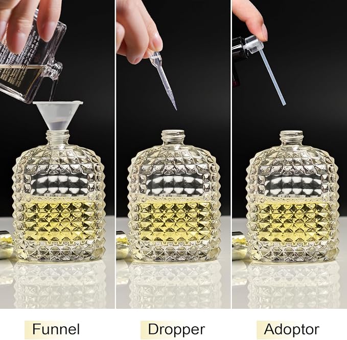 50ml/1.7 Oz Glass Spray Bottle Perfume Atomizer,Perfume Travel Refillable Spray Bottle Empty with 3 Kinds of Dispenser (A2)