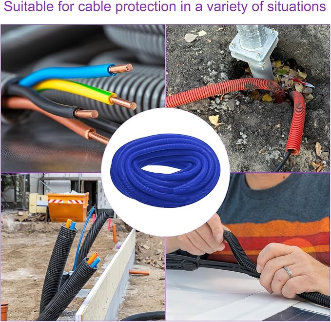 DMiotech 100ft Wire Loom Split Tubing 1 1/4 Inch(31.8mm) ID, Cord Protectors from Pet Flexible Conduit Cable Management for Office Home Garden, Blue