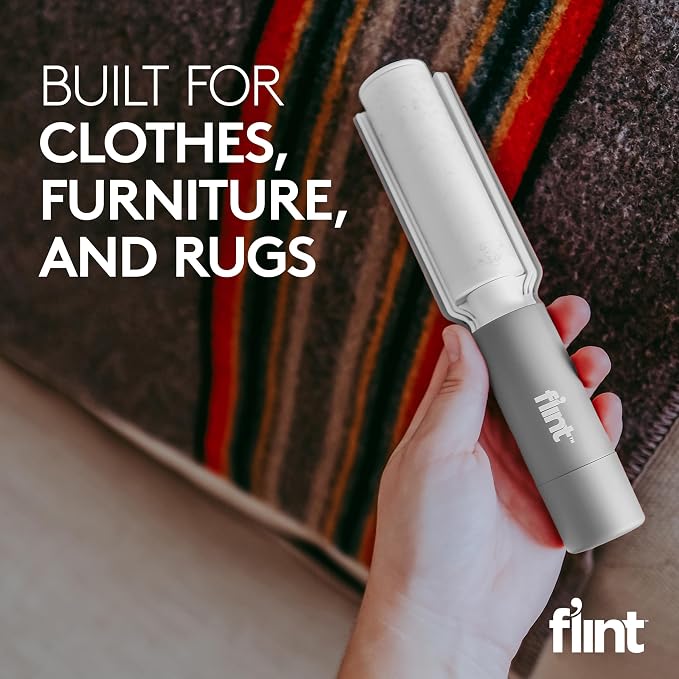 Flint Plus XL Retractable Lint Remover & Pet Hair Roller for Clothes – Refillable & Reusable Lint Roller with 140 Extra Sticky Tear-Off Sheets – Value Pack, Light Grey