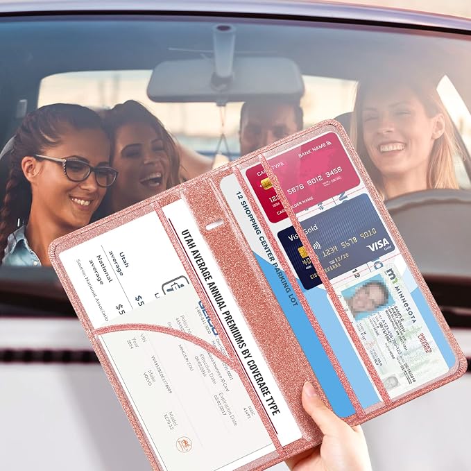 CoBak Car Registration and Insurance Holder | Vehicle Glove Box Organizer, Auto Truck Compartment Document Case with Magnetic Closure for Insurance & Driver License