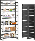 4NM No Assembly 6 Tiers Folding Bookshelf Storage Shelves Vintage Bookcase Standing Racks Study Organizer Home Office (All Black)