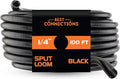 BEST CONNECTIONS Split Wire Loom Flex-Guard Convoluted Tubing Protective Split Cable Sleeves for Auto Home Industrial Electrical Wires Chemical Resistant Conduit Black (1/4" - 100 ft)