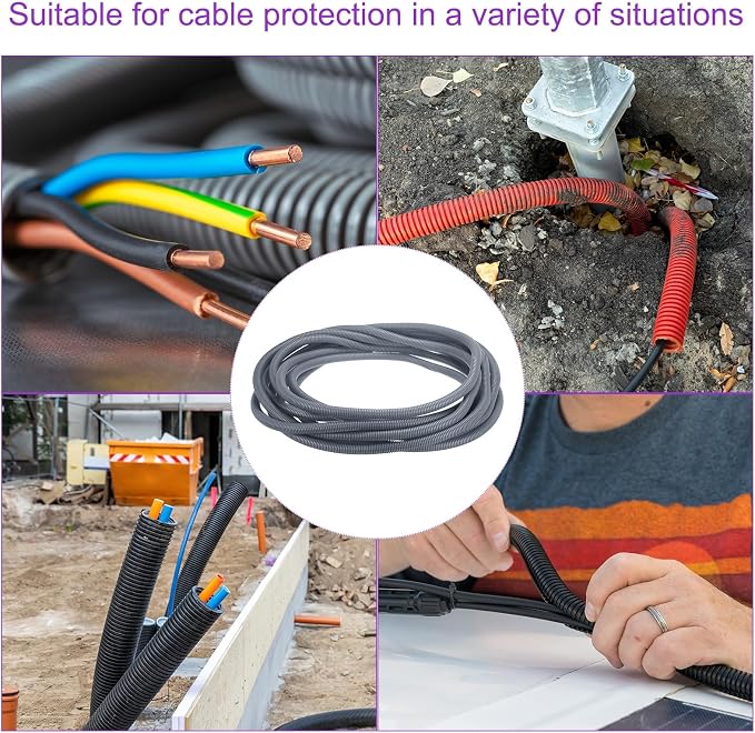 DMiotech 20ft Wire Loom Split Tubing 3/4 Inch(19.1mm) ID, Cord Protectors from Pet Flexible Conduit Cable Management for Office Home Garden, Gray