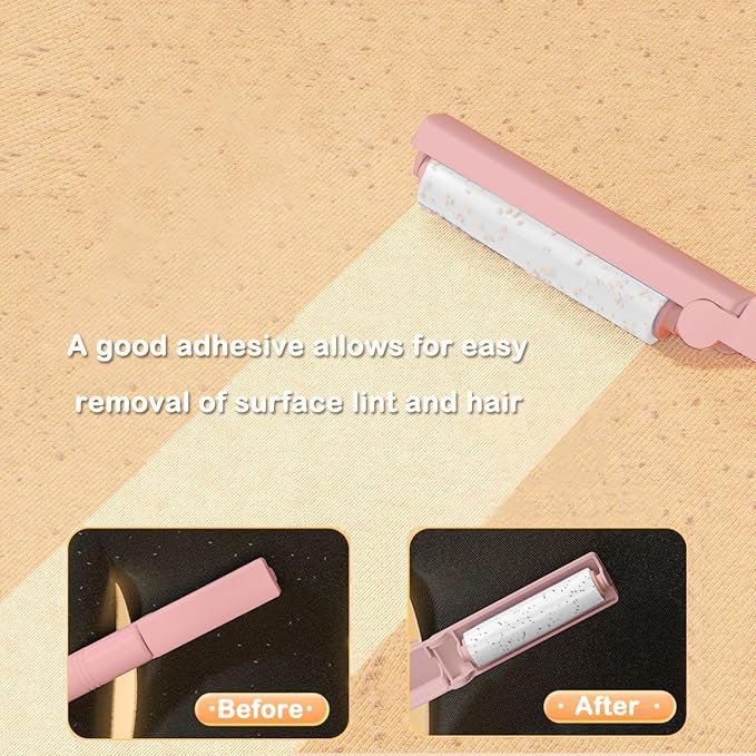 Mini Reusable Lint Roller 6 Pack, Washable Sticky Gel Lint Remover, Pink | Portable & Easy Carry, Foldable Design, Washable Sticky Gel, For Clothes & Luggage, Travel Ready