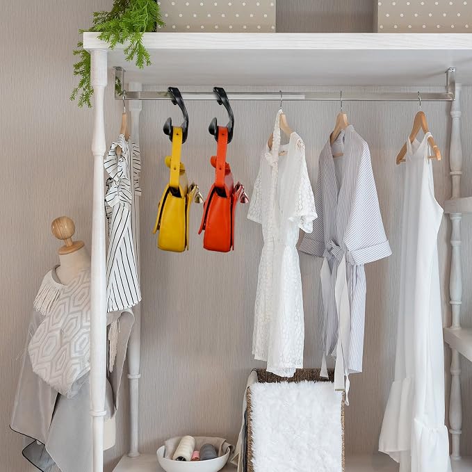Maitys 36 Pcs Purse Hanger Hook Acrylic Bag Rack Holder for Bag Hanger Handbag Tote Hook Closet Organizer Storage Over The Closet Rod Backpacks Satchels Crossovers Tote (Black)