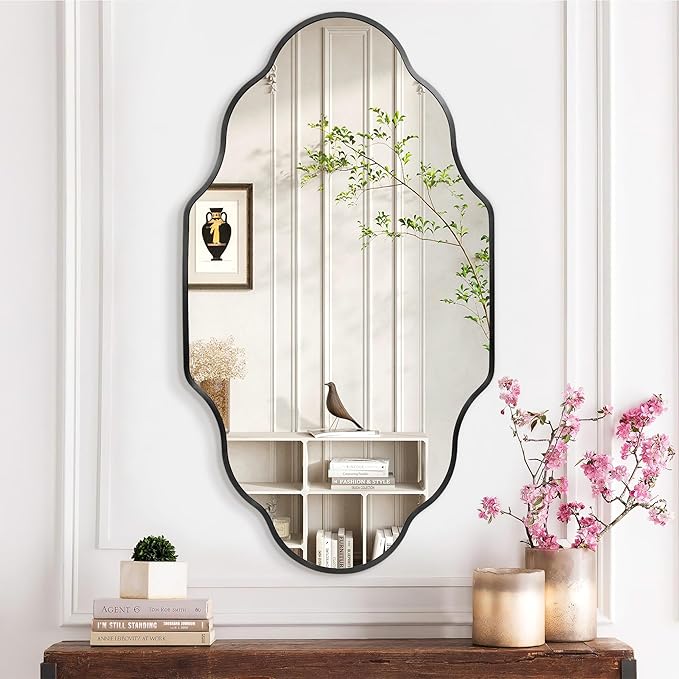 Dorlicecass Wall Mirror for Bathroom - Black Mirror Wall Decor 20" x 36"Modern Mirror Wall Decor with Aluminum Alloy Frame for Bathroom, Bedroom, Living Room, Dining Room, Cloakroom, Entryway