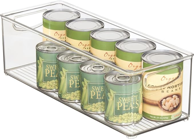 iDesign Plastic Stackable Pantry Bin with Handles, Clear | For Cabinets or Fridge, Made in USA