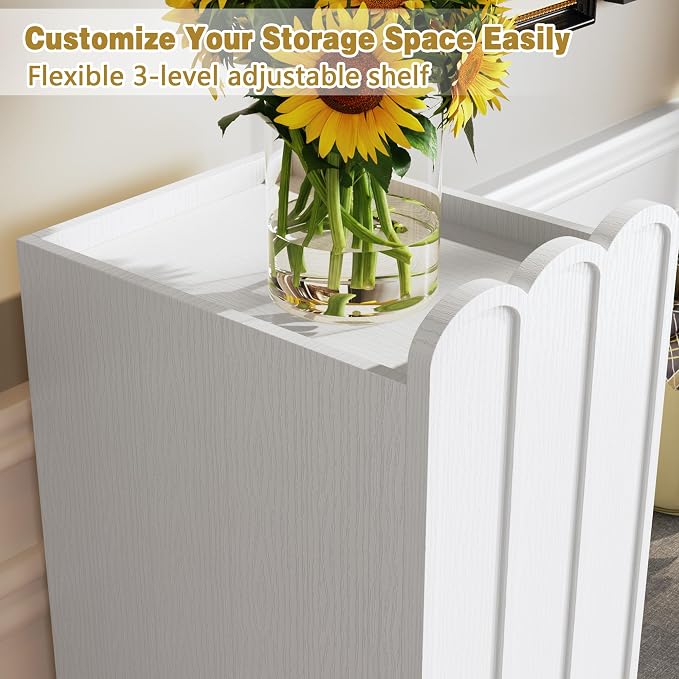3More Shoe Organizer Cabinet,Entryway Bench with Adjustable Shelves and Cushioned Seat,Unique L-Shaped Bench Cabinet for Entryway, Hallway, Living Room